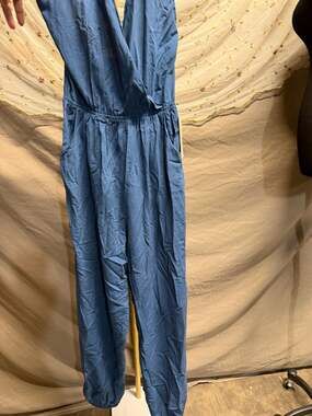 Spring Haze Los Angeles Blue Sleeveless Surplice Jumpsuit with Pockets